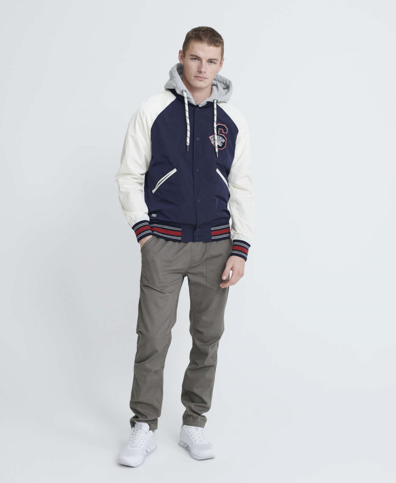 HOODED COLLEGIATE BOMBER