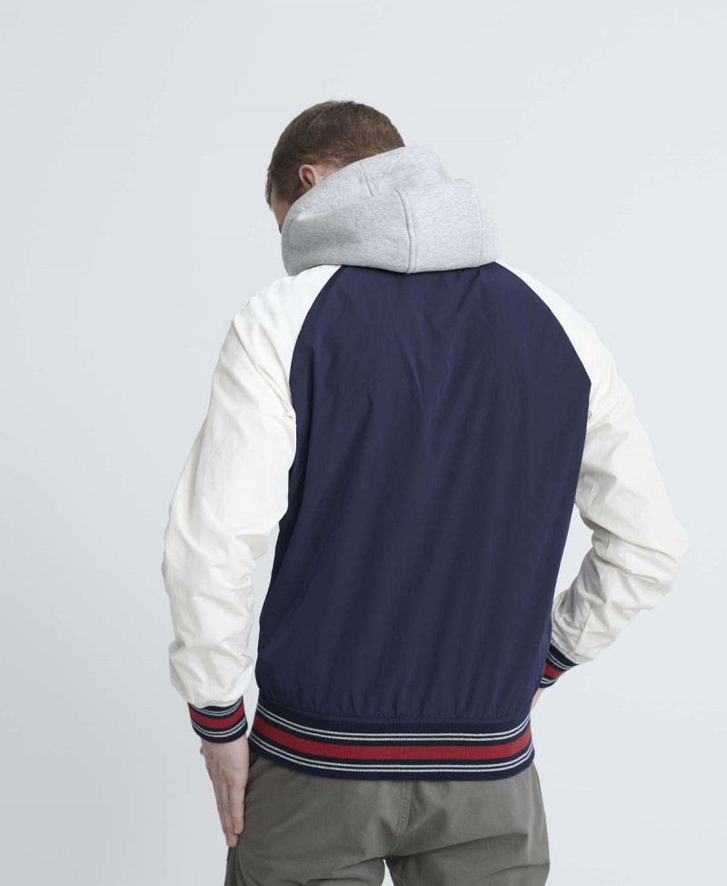 HOODED COLLEGIATE BOMBER