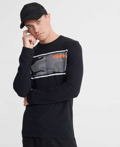 CORE LOGO CAMO STRIPE LS TEE - Noir