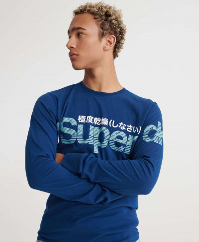 CORE SPLIT LOGO LS TEE - Pilot Mid Blue