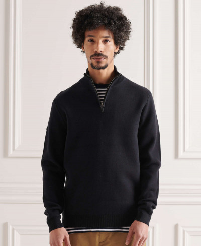 COTTON KNIT HENLEY - Noir