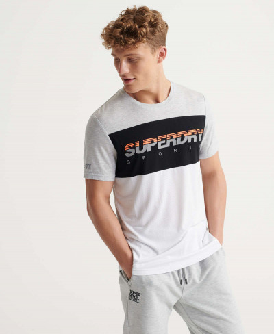 TRAINING GRAPHIC BLOCK TEE - Light Grey Marl