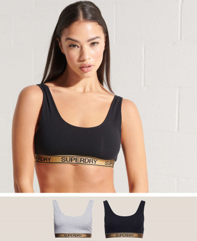 JUNGLE FIXED TRI BIKINI TOP - Black/Grey Marl