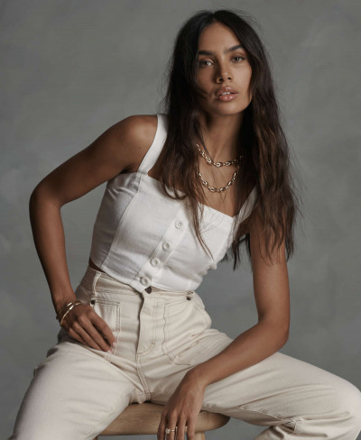 EDEN LINEN TOP - Chalk White