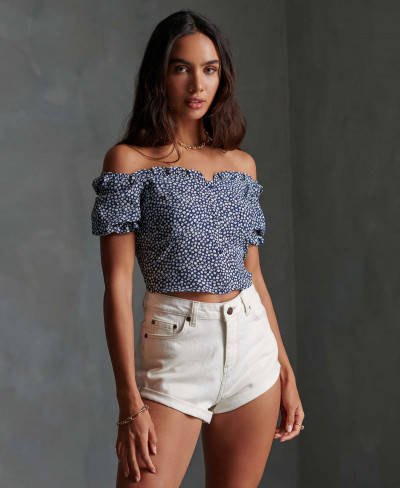 QUINCY SUMMER TOP - Navy Ditsy