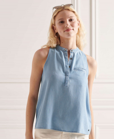 TENCEL SLEEVELESS SHIRT