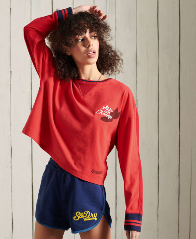 COLLEGIATE GRAPHIC LS TOP - Drop Kick Red