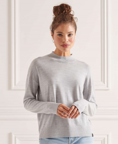 MERINO MOCK NECK - Mid Marl