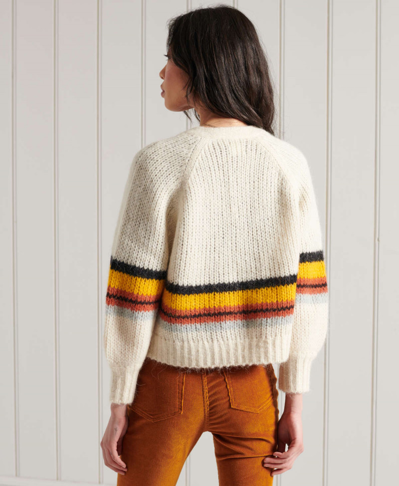 ALPACA BLEND STRIPE CARDIGAN