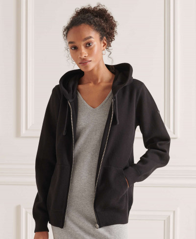 ESSENTIAL COTTON ZIP HOOD - Noir