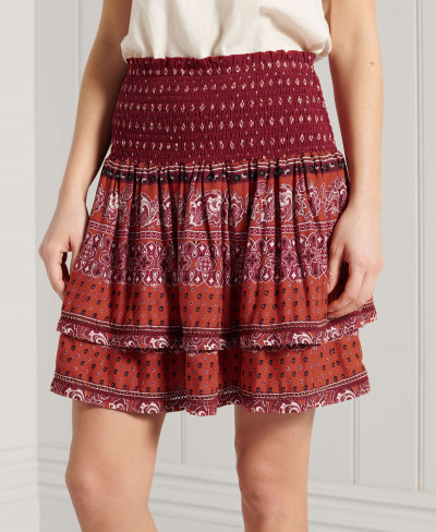 AMEERA MINI SMOCKED SKIRT - Rust