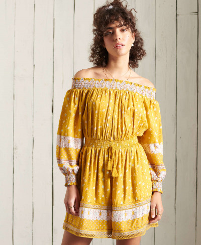 AMEERA OFF SHOULDER PLAYSUIT - Ochre