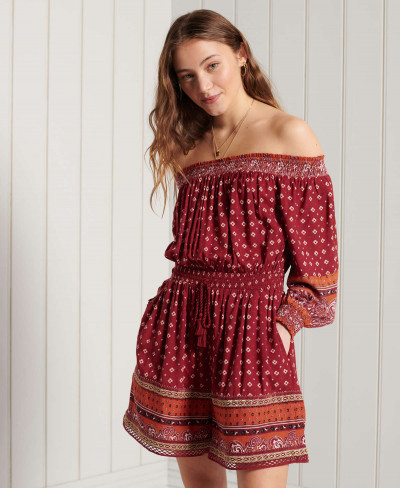 AMEERA OFF SHOULDER PLAYSUIT - Rust