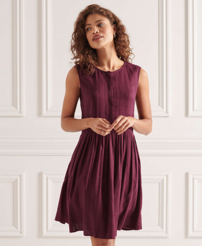 TEXTURED DAY DRESS - Port