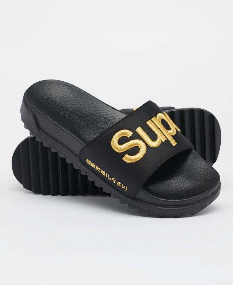 SATIN FLATFORM SLIDE