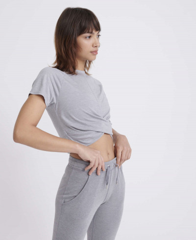 STUDIO CROSS TEE - Grey Marl