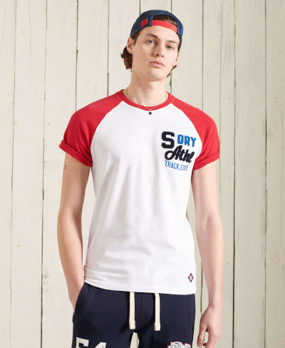 CHENILLE VARSITY RAGLAN TEE220 - Risk Red