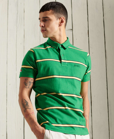 ACADEMY STRIPE POLO - Varsity Green Stripe