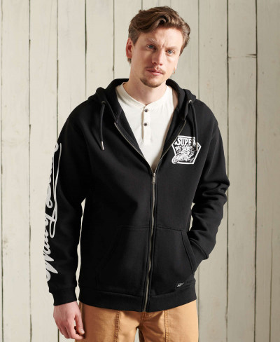 BOHO GRAPHIC ZIP HOOD - Black Out
